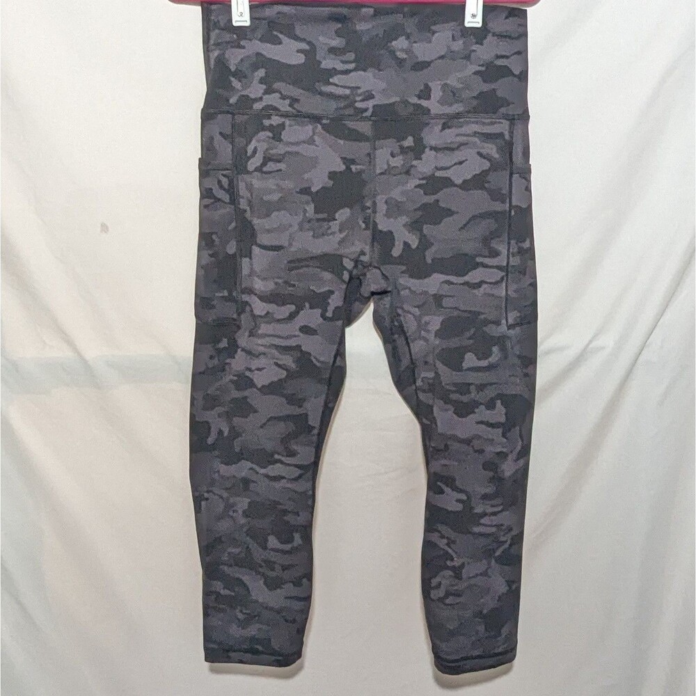 HeyNuts Women’s High Rise Yoga Ankle Leggings Stretch Camouflage Black Gray XL